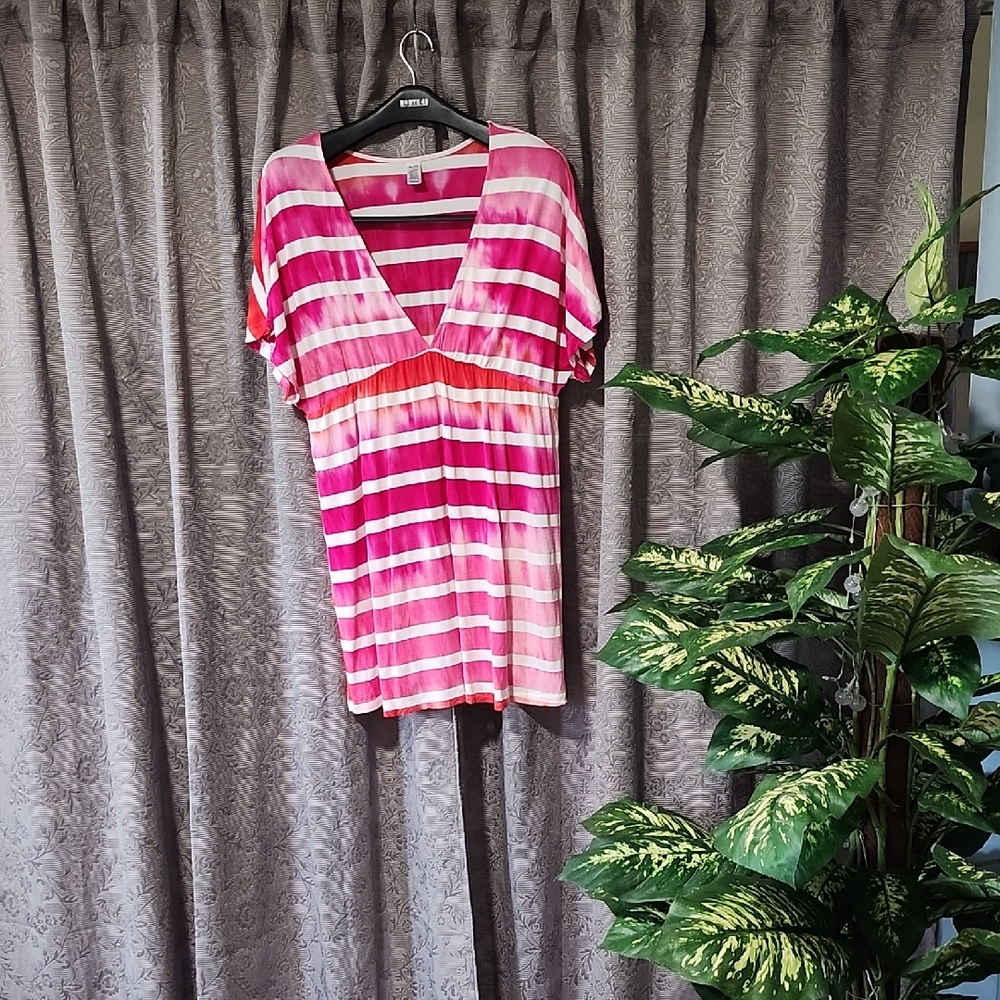 George Pink and White Striped Mini Dress